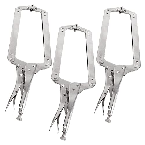 JOEEYKO 3 Pcs 18 Inch C Clamp Locking Pliers, Metal Welding Clamps Vice Grips for Woodworking, Silver