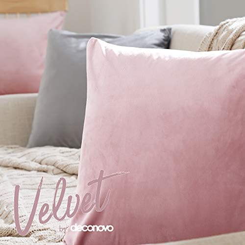 Deconovo Set of 2 Soft Crushed Velvet Cushion Covers 45cm x 45cm 18x18 Inches Throw Pillow Cases Square Cushion Covers for Chairs with Invisible Zipper Baby Pink 2 Pieces