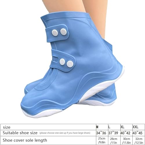 Image of Overshoes Protectors Shoe Covers Reusable Silicone Cover Shoes Rain Boots TPE Sole Wear-Resistant Shoe Cover for Rainy Season (Sky Blue + White, M 34-36)