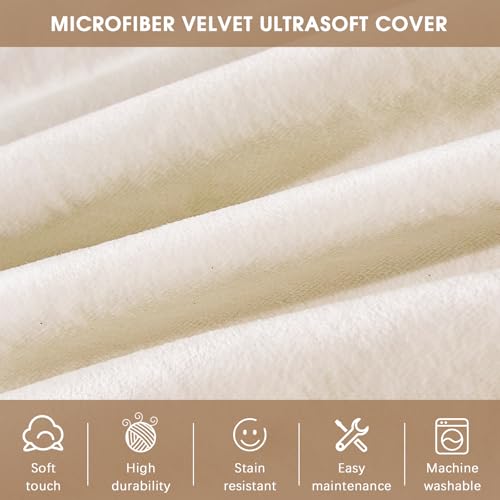 Image of Bean Bag Chairs for Adults - Memory Foam Furniture BeanBag Chair - Kids /Teens Sofa with Soft Micro Fiber Cover - Round Fluffy Couch for Living Room Bedroom College Dorm - 3 ft, Ivory