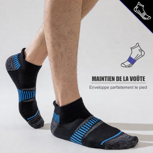 Niorasen Chaussettes de Sport Homme, 6 Paires, Courtes et Rembourrées – vue 3