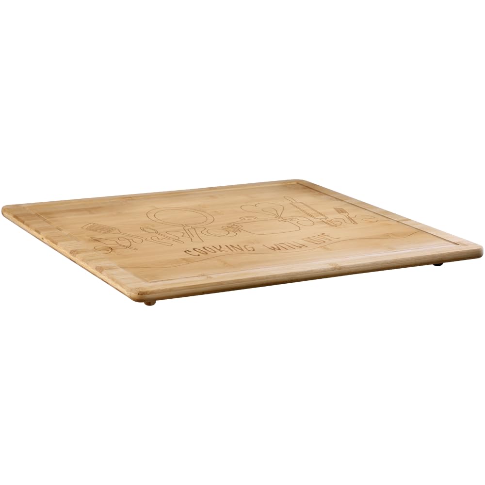KESPER 58598 13 - Piastra a buffet, in bambù, dimensioni: 56 x 50 x 4 cm, spessore legno: 1,6 cm, colore: Marrone