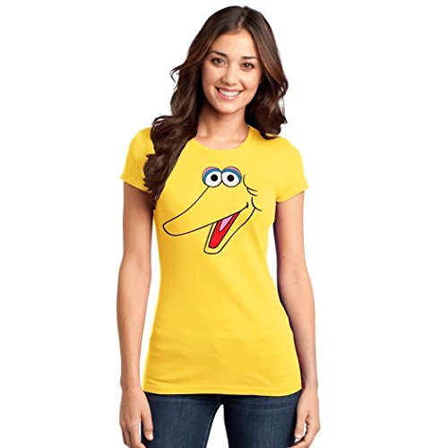 Big Bird Face Junior Women's T-Shirt (Junior Small [JS]) Yellow