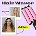Trademark Beauty Three Barrel Hair Waver, Curling Iron, 1 Inch, Beach Waves, Quick Heat, Babe Waves Original, Adjustable Temperature Hair Curler - Pink