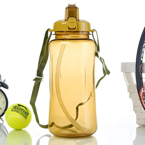 Image of 3 Liter Sports Water Bottles, Portable Wide Mouth Big Plastic Bottle Leakproof Space Cup BPA Free Travel Mugs with Scale,Straw,Strap for Kids Adult Summer Outdoor Sports | Multi Color