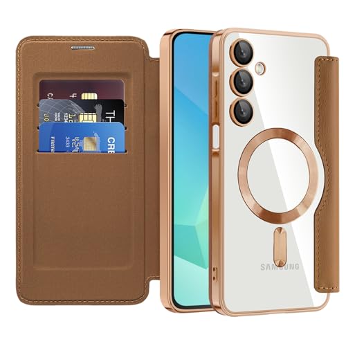 Coque Samsung Galaxy A16 MagSafe IMEIKONST avec porte-carte en cuir marron
