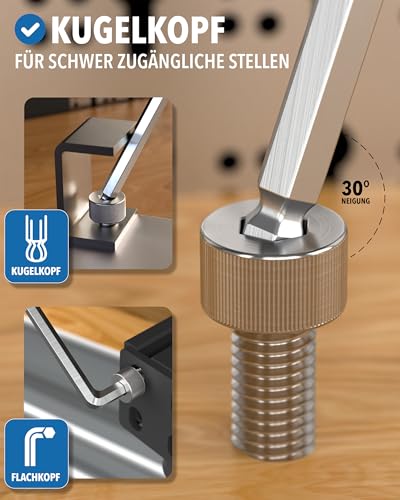Innensechskantschlüssel Satz 13-tlg 1,27-10 mm Kugelkopf verchromt – Ansicht 6
