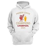 Sudadera con capucha de fútbol rojo Champions 2025 – Sudadera de recuerdo para aficionados – Jersey unisex para niños y niñas, blanco, XL
