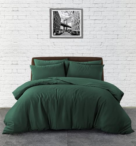 Funda de edredón king de microfibra suave verde, juego de cama 3 piezas transpirable 3