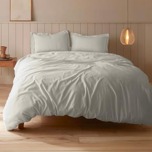 Image of SleepyCat Sateen Duvet Cover | 100% Cotton | 300TC Sateen Weave with Corner Ties & Zipper Closure | Oeko-TEX & AZO Free - Ivory (Single Size, 90x60 Inches)