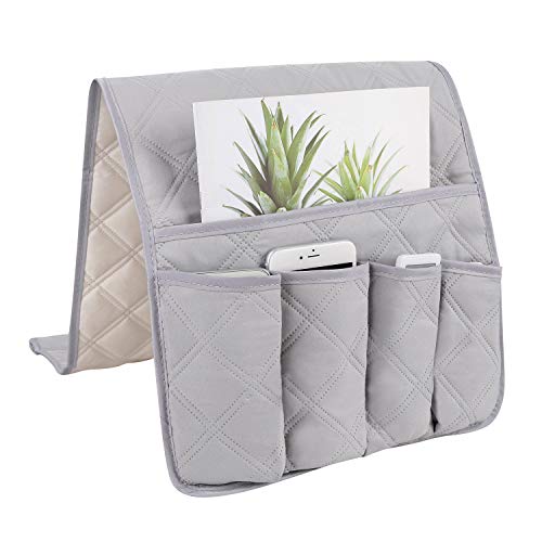 Sofa Chair Armrest Storage Organizer Non-Slip Couch Recliner Remote Control Holder Waterproof Sofa Arm Tidy Hanging Storage Bag with 5 Pockets Holder Pouch for Cellphone Tablet Notepad Book Magazines
