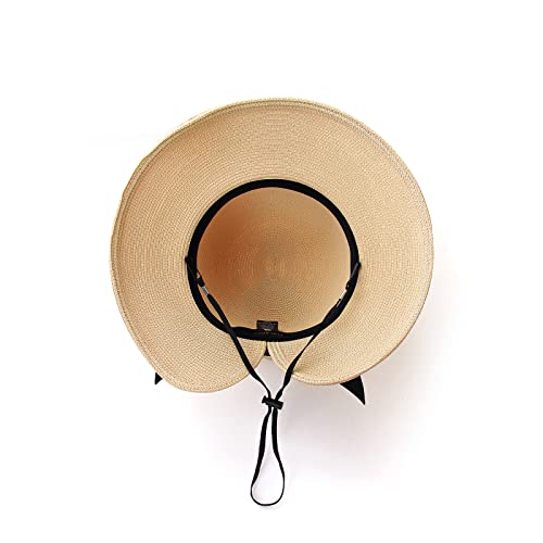 Tialarts Straw Sun Hats For Women Breathable Packable Upf Women's Panama Ponytail Buns Ponycaps Plain Beach Sun Hat #TOP7