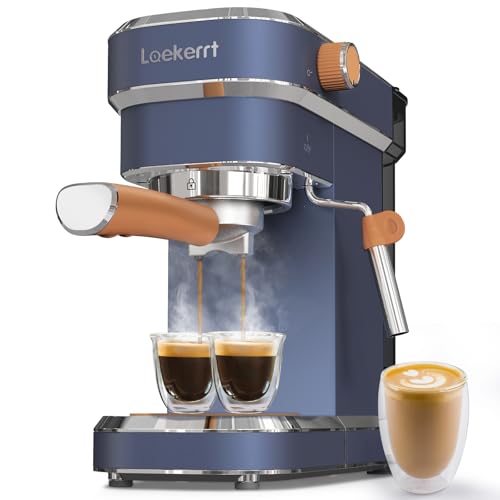 Laekerrt 20 Bar Espresso Maker CMEP01 with Milk Frother Steamer, Home Expresso Coffee Machine for Cappuccino and Latte (Navy Blue, Stainless Steel) Gift for Coffee Lovers, Father