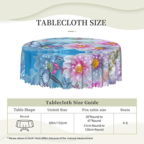 Nappe ronde 152 cm polyester extérieur fleur papillon cuisine - 7