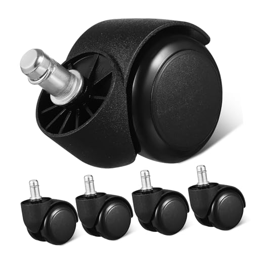 NUOLUX 5個 オフィスチェア用万向脚輪 差し込み式 耐荷重厚軸設計 床傷防止 静音キャスター 車椅子交換用ホイール