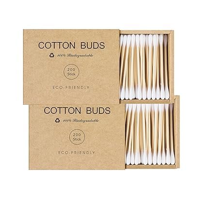 Bamboo Cotton Buds Swabs for Ear Cleaning (200 Count) - Vegan, Eco Friendly Organic, Double Tips, Soft Wooden Ear Sticks, 100% Biodegradable-image-25