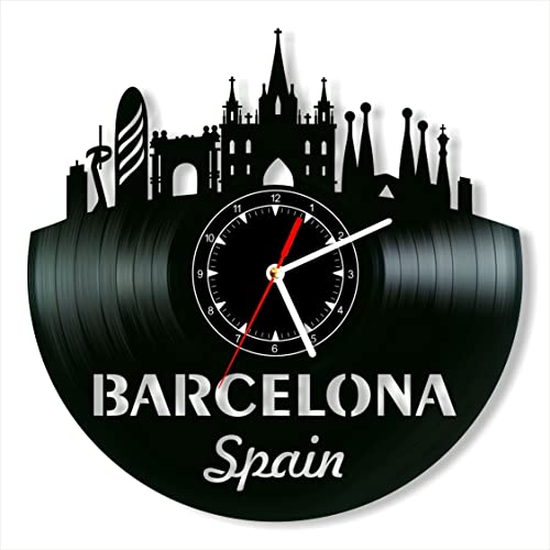 Reloj de pared Barcelona - Reloj de vinilo de pared Barcelona - El mejor regalo para los amantes de Barcelona - Decoración original del hogar