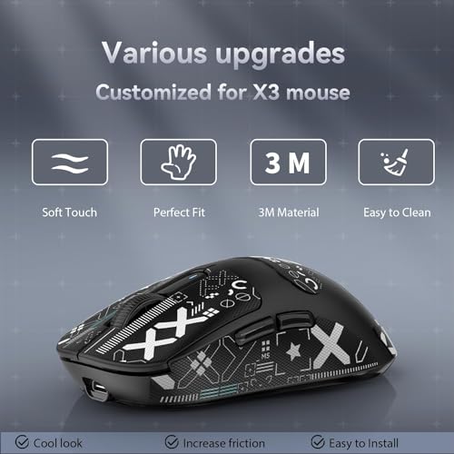 Image of Mouse Anti Slip Grip Tape, Pre-Cut Universal Griptape for Superlight Wireless Gaming Mouse Skins, Sweat Resistant, Elastics Refined Side Grips, Easy to Apply, Ultra-thin 0.5mm (0.02in) - Black