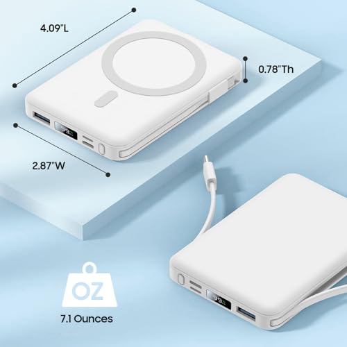 Yiisonger Power Bank Magnético 10000mAh, para Magsafe Powerbank Bateria Externa Carga Rapida, Cargador Portátil Inalámbrico Pantalla LED USB-C para iPhone 17/16/15/14/13/12/Pro/Pro MAX