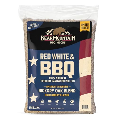 Bear Mountain BBQ Limited Edition Red White & BBQ Wood Pellets 20 Pounds Blue