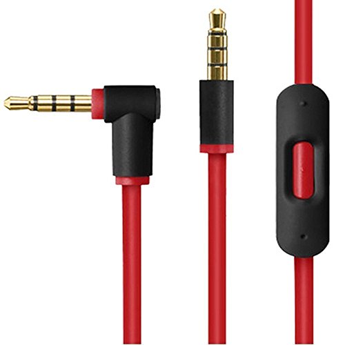 Replacement Audio Cable Cord Wire with in-line Microphone and Control for Beats by Dr Dre Headphones Solo/Studio/Pro/Detox/Wireless/Mixr/Executive/Pill (Red/Black)