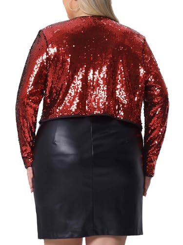 Image of Agnes Orinda Plus Size Sequin Cardigan for Women Glitter Shinny Metallic Long Sleeve Shrug Bolero Cardigans Jackets