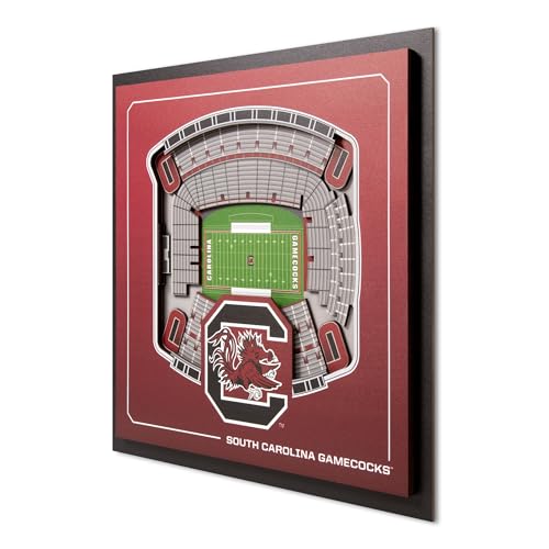 YouTheFan Officially-licensed NCAA South Carolina Gamecocks Stadium Series 3D Wall Art - multi-layer team stadium replica, detailed sports fan gift, indoor decor