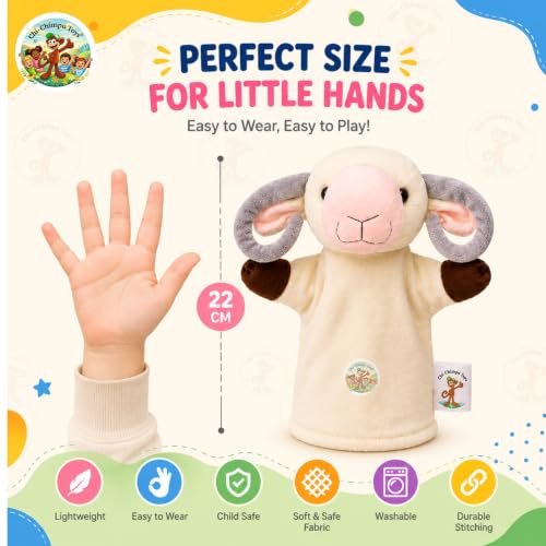 Image of Sheep Hand Puppet for Kids | Soft Plush Animal Puppet | Storytelling, Role Play, Preschool Learning Toy | Interactive Educational Puppet for Boys & Girls