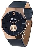 Daniel Steiger Brompton Men's Watch Quartz - Ultra Slim 7mm Case Design - Rose Gold Plated Stainless Steel - Navy Blue Dial with Seconds Sub-Dial - Blue Leather Band - 30M Water Resistant