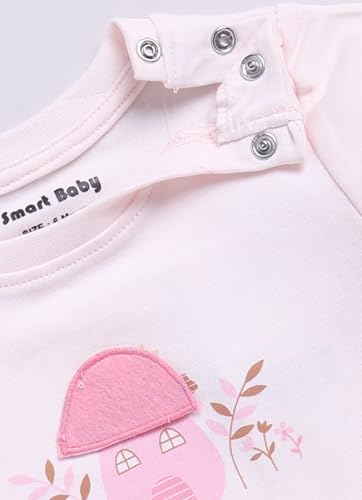 Image of Smart Baby Cotton Night Suit for Girls | Baby Girl Dress 6-18 Months Stylish | Full Sleeve Pajama Set with Mushroom House Print | Infant Nightwear & Kids Clothes
