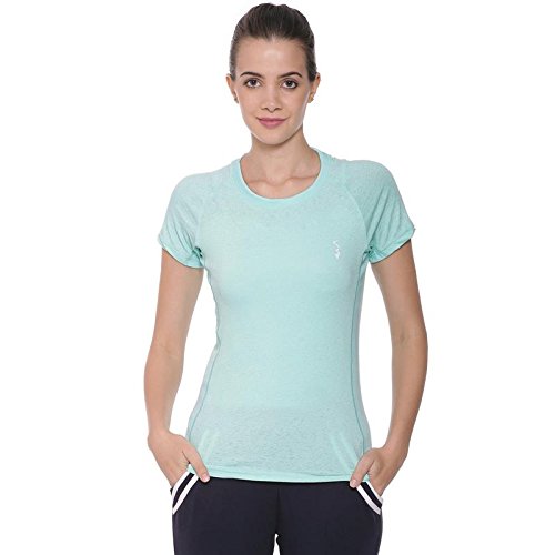 Solid Women Round Neck Light Sea Green Sports Jersey
