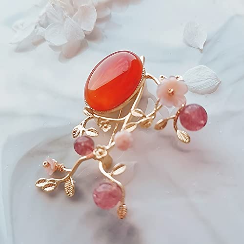 Image of Brooches for Women with Crystal, Pink Flower, Rhinestone Brooches Pins Elegant Jewelry Blossom Fashionable Gifts Ladies Bouquet Brooches Pin for Birthday, Party, New Year, Wedding