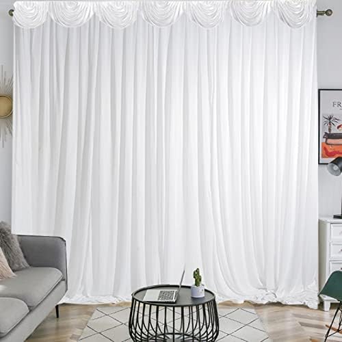 Trintion Backdrop Curtain 3x3m (10x10ft) Photography Curtains Detachable Smooth Ice Silk Pleated Backdrop Curtains for Stage Wedding Party Backdrop Photography Birthday