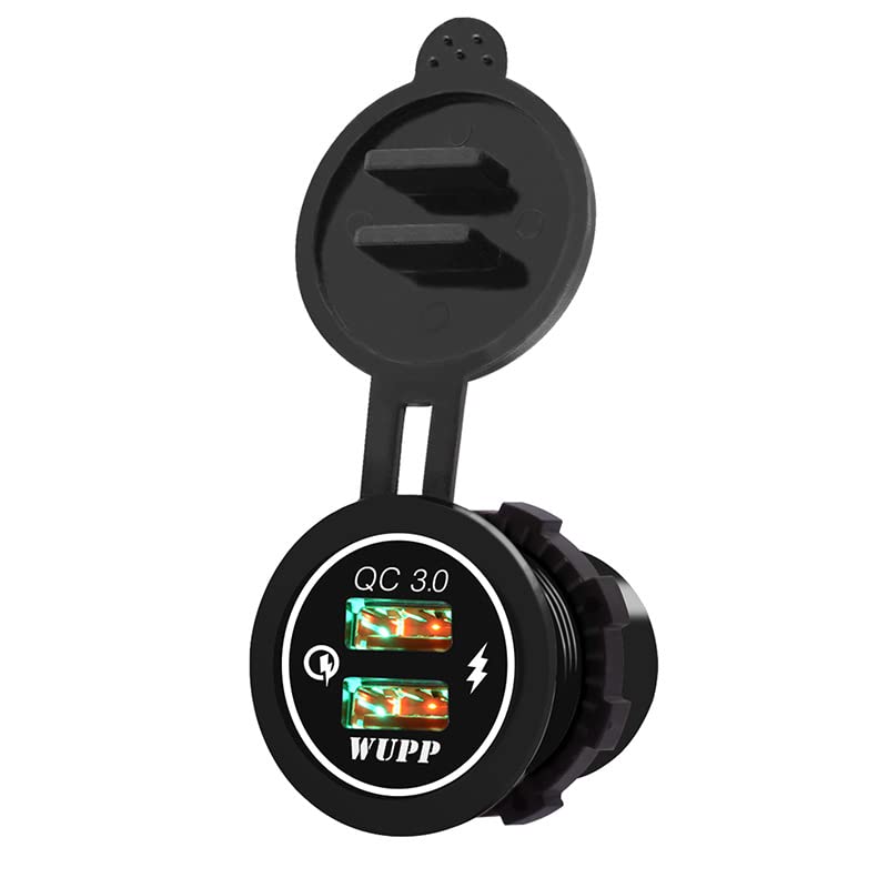 Amazon.co.jp: 緑色の光QC3.0デュアル2 USBポートオートバイ携帯電話