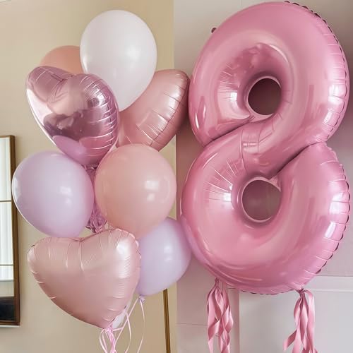 Image of Pastel Pink 2 Balloon Number,40 Inch Light Pink 2 Balloons Large Helium Foil Mylar Number 2 Balloon for Birthday Party Anniversary Decorations