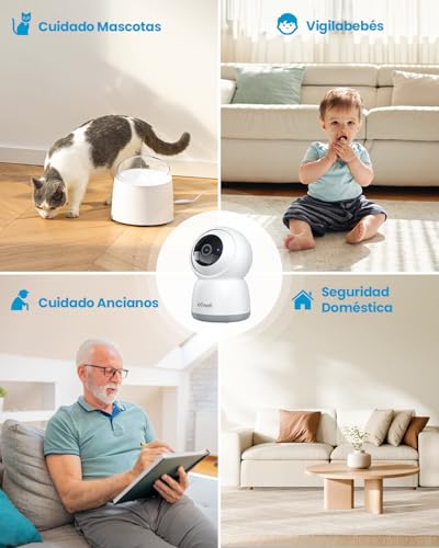ieGeek 2.4/5GHz Camara Vigilancia WiFi Interior 2K 360°PTZ, Cámara Vigilancia Interior para Bebes/Mascotas/Seguridad Casa, Seguimiento Automático, Voz Bidireccional, Detección Humanoide, Alarma, 2Pack - imagen 9