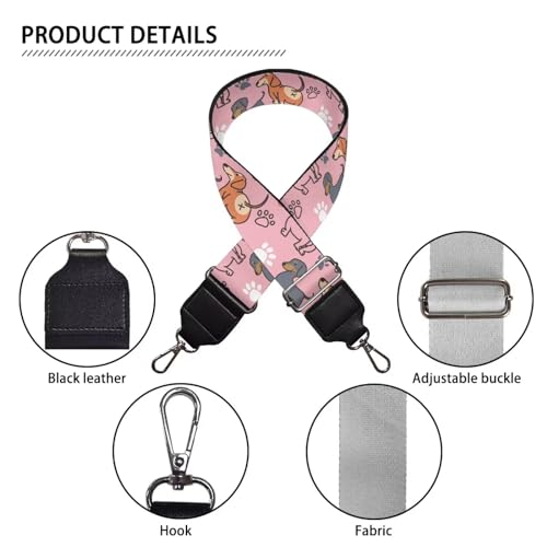 Image of Cute Dachshund Wide Bag Straps Replacement Crossbody Green Sausage Dog Guitar Straps for Handbags /Purses /Messenger Bags Backpack Straps Replacement Adjustable Length from 30 inch to 50.3 inch