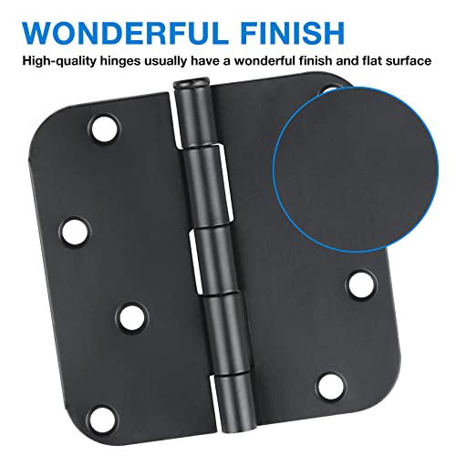 12 Pack Black Exterior Door Hinges 4 Inch Matte Black Door Hinges 4 Inch Black Hinges For Doors Rounded Edge 5/8" Radius Corners Door Hardware Security Commercial Grade Door Hinge 4"X 4" Jiw #TOP3