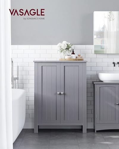 Image of VASAGLE Bathroom Floor Storage Cabinet,2 Adjustable Shelves,Dove Gray