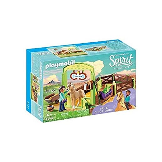 Playmobil 9479 DreamWorks Spirit Pru and Chica Linda with Horse Stall, Fun Imaginative Role-Play, PlaySets Suitable for Children Ages 4+