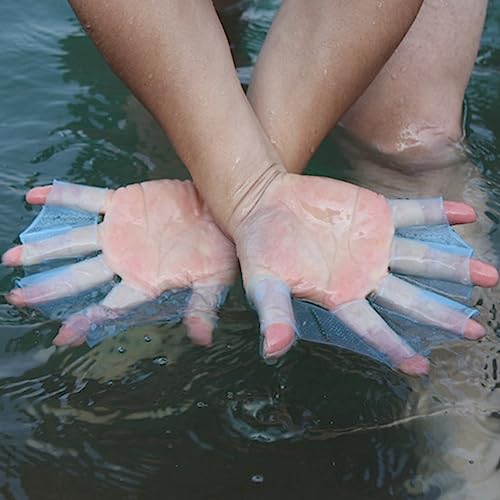 WGFOIP 1 Pair Swimming Webbed Gloves, Finger Frog Type Webbed Aquatic Training Hand Webbed Flippers for Diving Surfing (M) - Image 3
