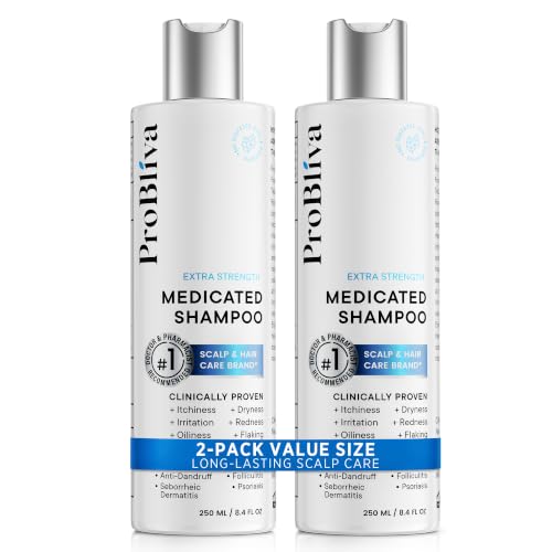 Image of ProBliva Anti Dandruff shampoo: Antifungal Scalp Treatment for Dandruff, Seborrheic Dermatitis & Psoriasis with Zinc Pyrithione 1% & Salicylic Acid 2% - for Itching, Flaking & Scalp Buildup - 2-Pack