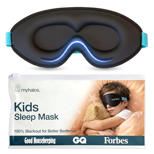 Image of MyHalos Kids Sleep Mask, 3D Blackout Eye Mask for Kids, Girls & Boys | Sleeping Mask for Kids, Blindfold, Zero Pressure, Lightweight & Breathable, All Ages & Genders, Memory Foam, Travel Ready