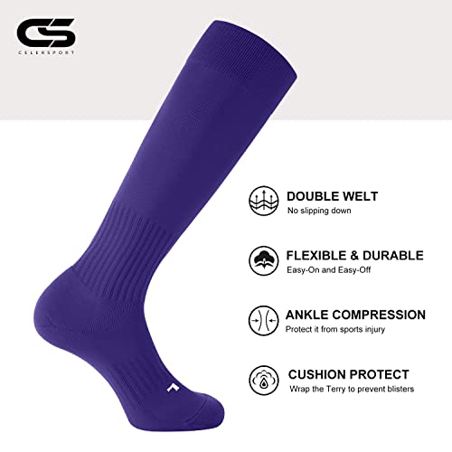 Image of CS CELERSPORT 2 /3 Pack Soccer Softball Baseball Socks for Youth Kids Adult Multi-Sport Compression Knee High Socks