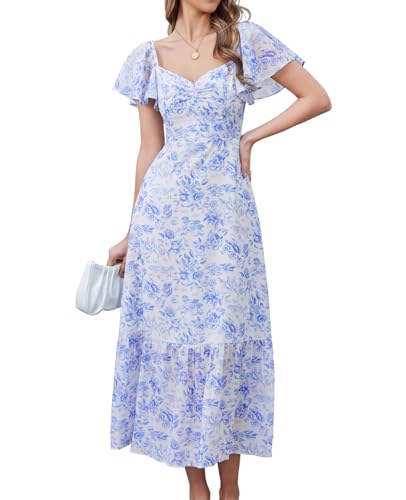 GLNEGE Women's 2025 Summer Midi Floral Boho Dresses Casual Flowy ...