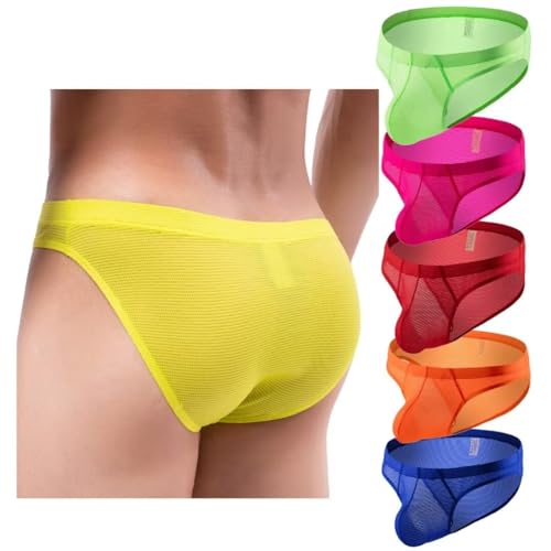Men's Mesh Briefs Underwear Low-Rise Bikini Breathable Thongs Pants