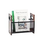 Magazine Holder, Desktop Magazine Rack File Holder Organizer Rustic Storage Basket for Magazines, Books, Newspapers, Tablets (Small)