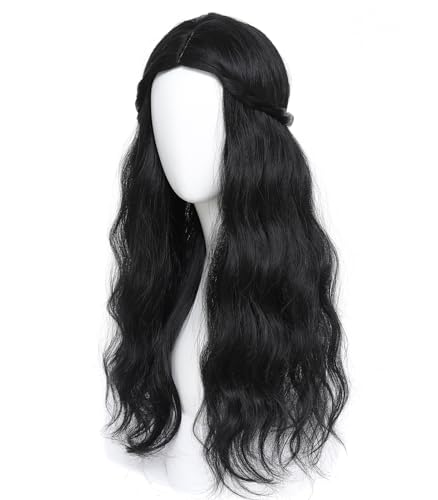 Image of Adequate Long Wavy Wigs for Women Hippie Princess Wig, Suitable for Daily, Cosplay, Halloween and Masquerade Parties (Black)