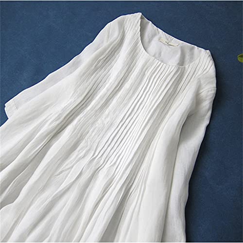 Vestido de Mujer de Verano Falda de Lino de Primavera y Verano de Túnica Plisada de Longitud Media Plisada de órgano (Color : Purple, Size : 2XL)