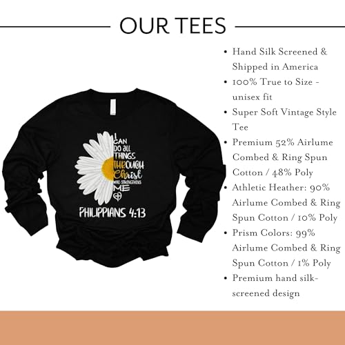 Love in Faith | I Can Do All Things Daisy | Christian T-Shirts for Women | Faith-Based | Christian Gifts3